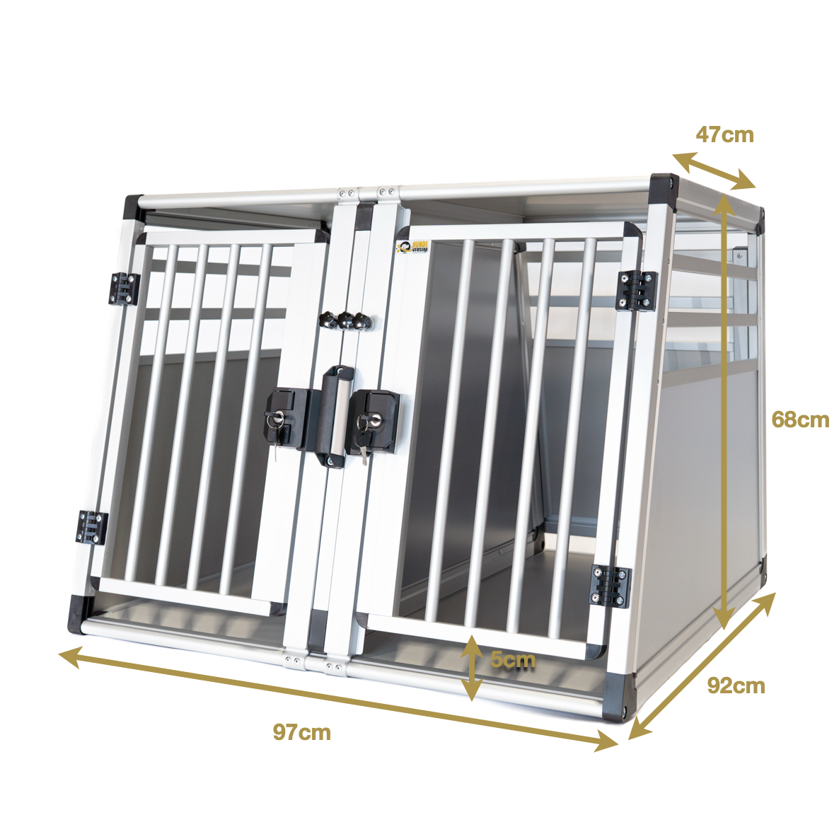 Hundeversum Aluminum Dog Crate Double PLUS (Lockable)
