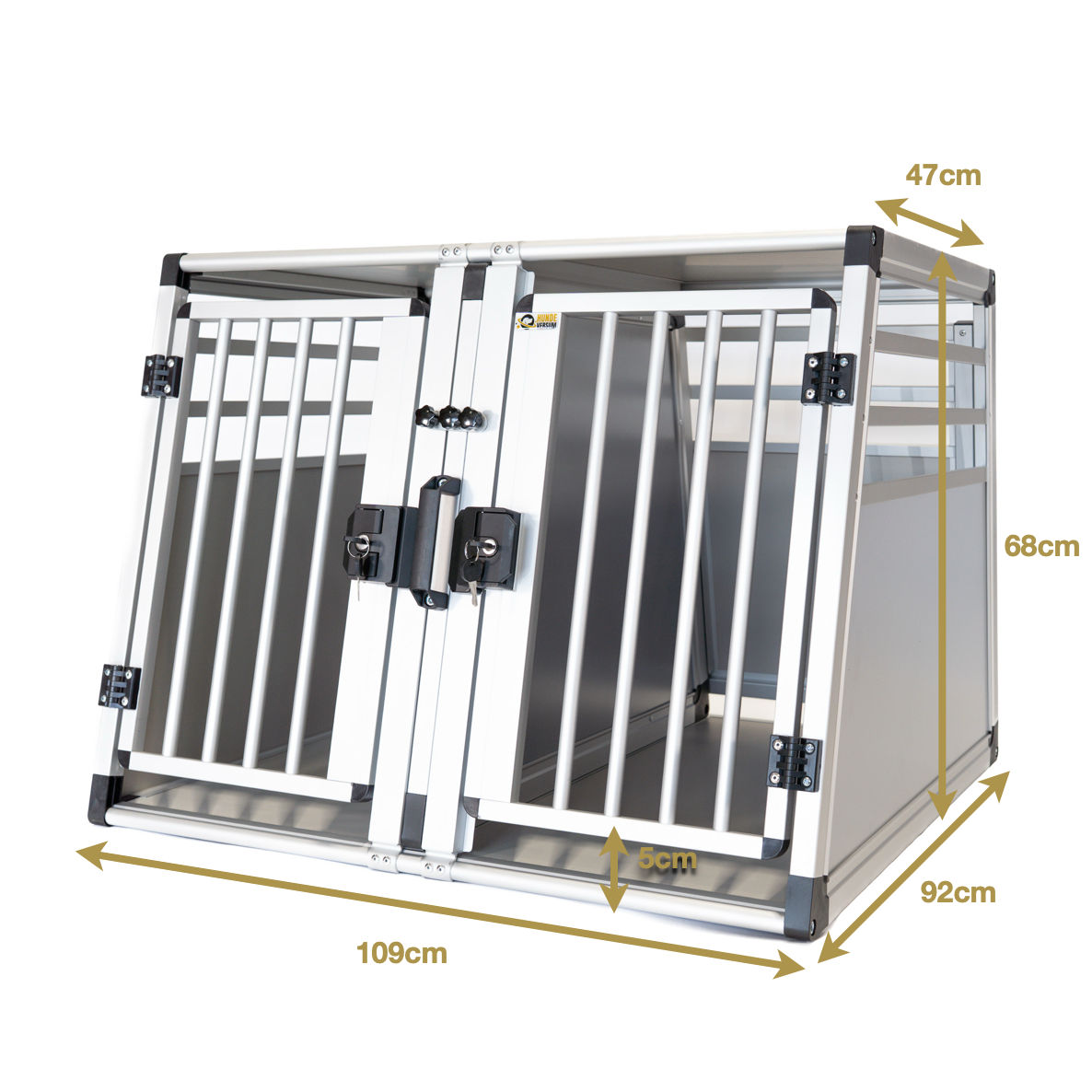 Hundeversum Aluminum Dog Crate Double PLUS (Lockable)